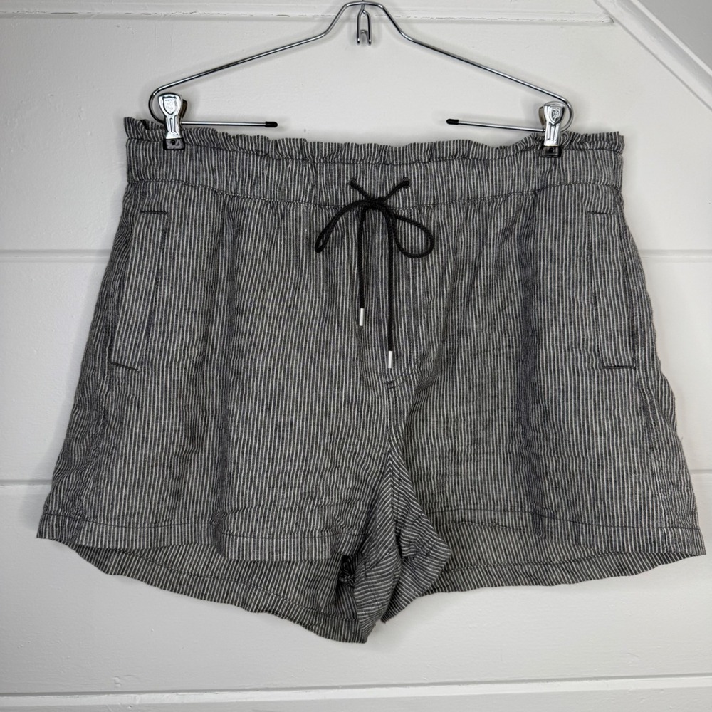 LOFT XL Linen Cotton Blend Shorts Stripes Coastal Summer
